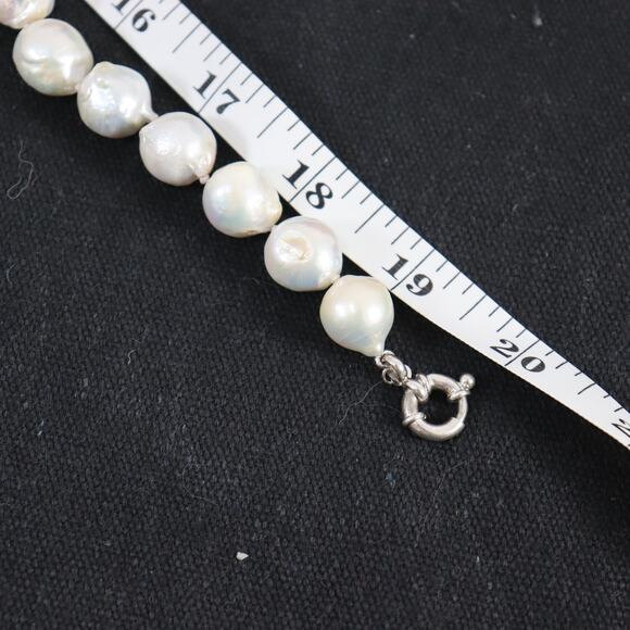 Genuine Baroque Pearl Necklace 20" with Sterling Silver Clasp - Picture 4 of 5